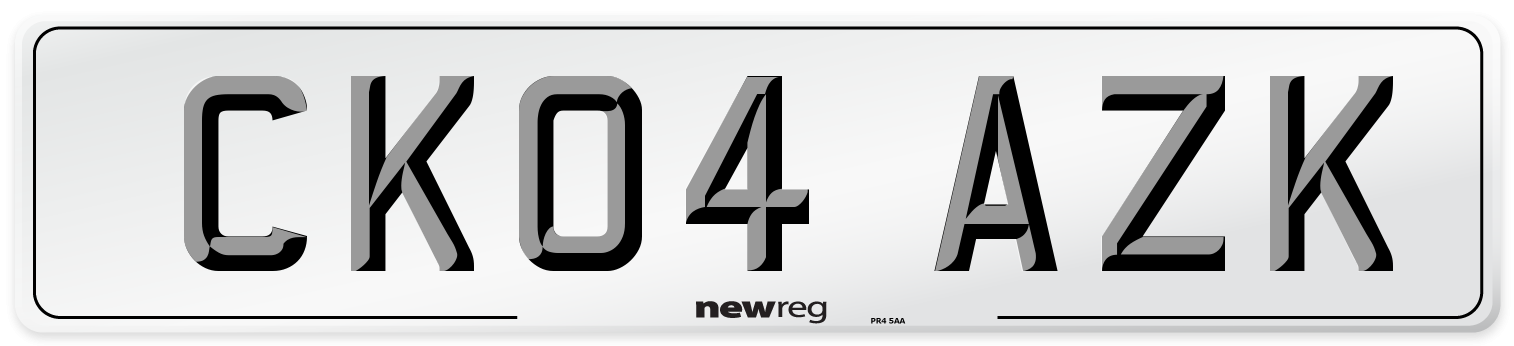 CK04 AZK Number Plate from New Reg